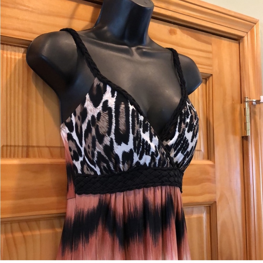 Leopard And Abstract Stripe Print Maxi Dress - image 7